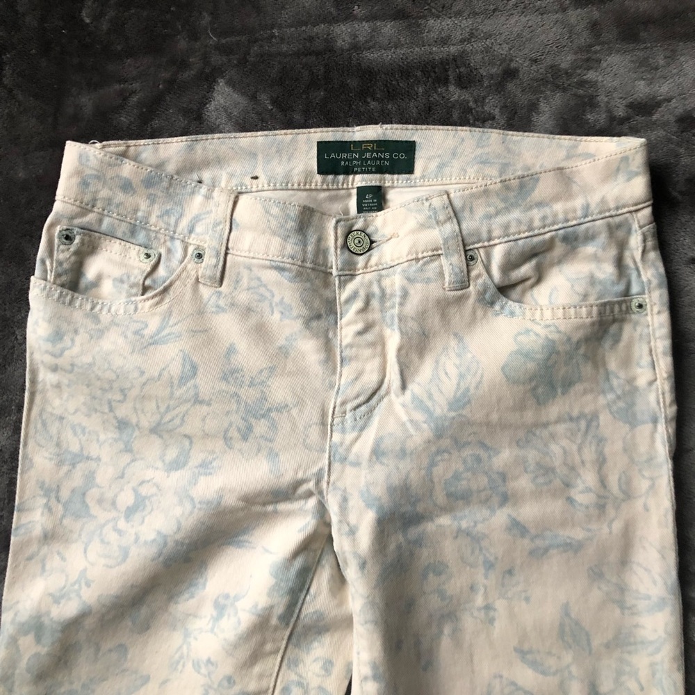 Lauren Jeans 4Petite White Floral Denim
